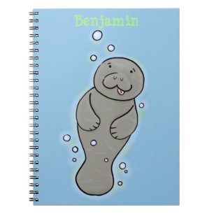 Carnet Mignonne manatée bébé avec bulles illustration