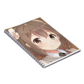 Carnet mignonne manga fille cheveux brun yeux de noisette (Côté Droit)