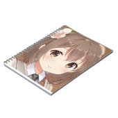 Carnet mignonne manga fille cheveux brun yeux de noisette (Côté gauche)