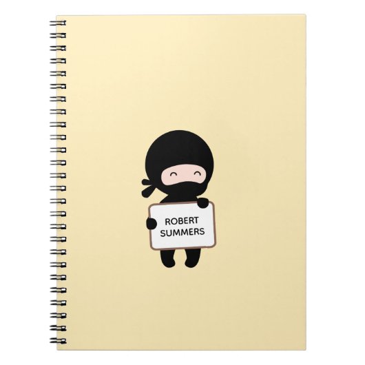 Carnet Mignonne minuscule Ninja Holding Connexion Jaune N (Devant)