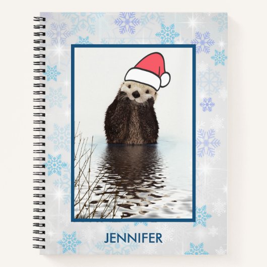Carnet Mignonne Otter portant un chapeau de Père Noël (Devant)