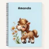 Carnet Mignonne Pony Mange Manger Des Marguerites (Devant)