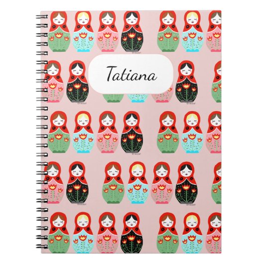 Carnet Mignonne Poupées russes Matryoshka Poupée Nom pers (Devant)