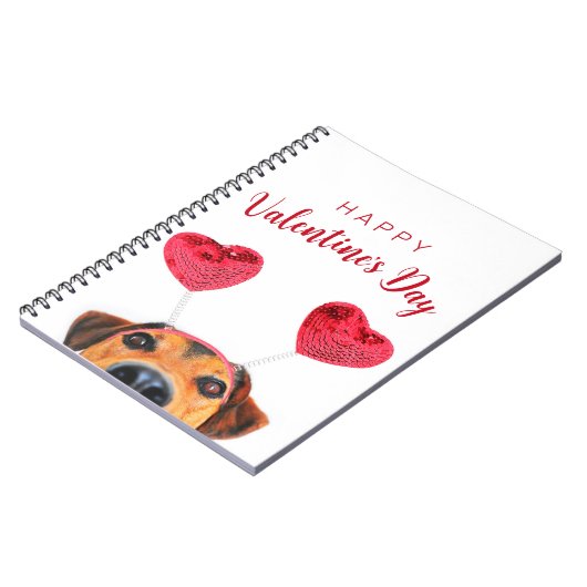 Carnet Mignonne Saint Valentin Funny Chien Coeur Headband (Côté gauche)