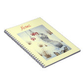 Carnet Mignonne souris et baies rouges scène de neige (Côté Droit)