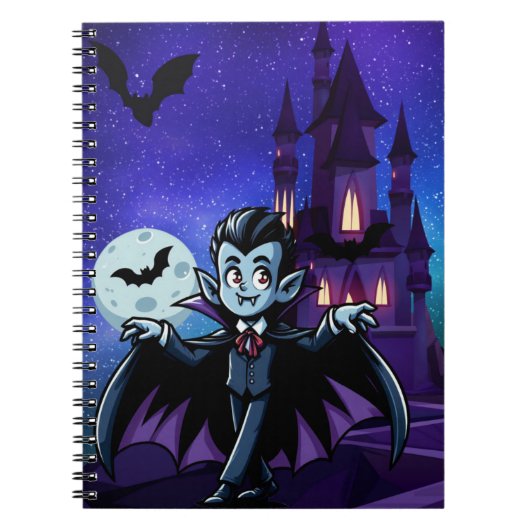 Carnet Mignonne, whimsical Halloween vampire (Devant)