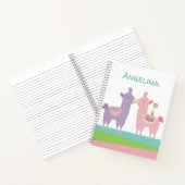 Carnet Mignonnes llamas roses violettes embrassent fille  (Intérieur)