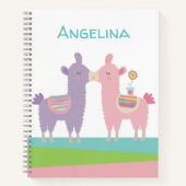 Carnet Mignonnes llamas roses violettes embrassent fille  (Devant)