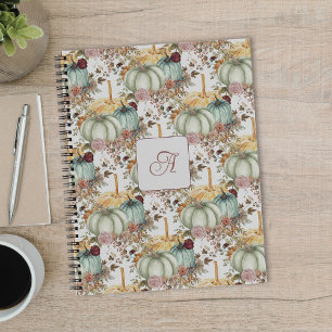 Carnet Mignons Citrouilles Whimsical Et Fleurs Monogramme