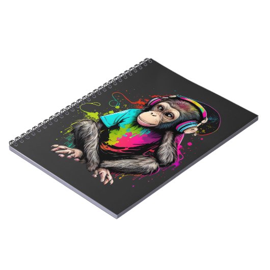 Carnet Mignons Singe Écouter Musique, Musique Singe Obséd (Côté gauche)