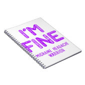 Carnet Migraine Headache Warrior - JE SUIS FINE (Côté Droit)