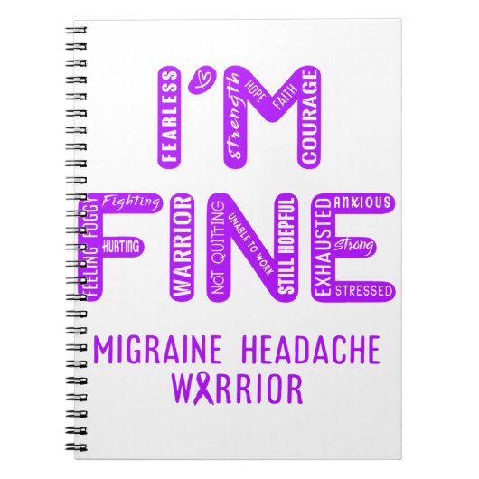 Carnet Migraine Headache Warrior - JE SUIS FINE (Devant)
