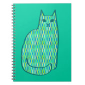 Carnet Milieu du siècle moderne Chat, Mint et Lime Vert (Devant)