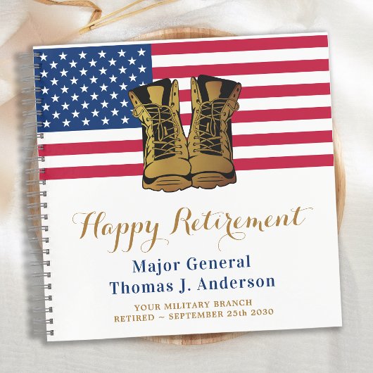 Carnet Militaire American Flag USA Boots Retirement Invit