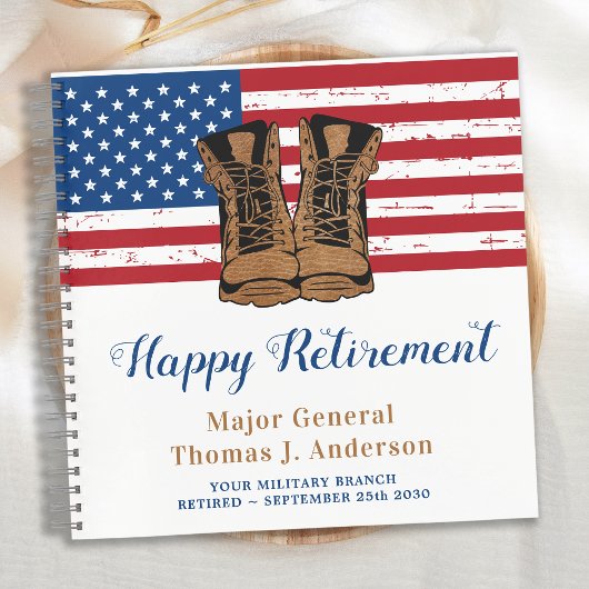 Carnet Militaire Army Retirement USA American Flag Invité