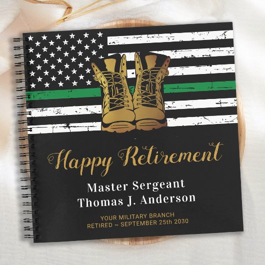 Carnet Military Retirement Thin Green Line Flag Guest