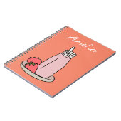 Carnet Milkshake fraise rétro rose (Côté gauche)