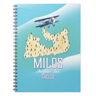 Carnet Milos, île grecque Carte de voyage poster art.