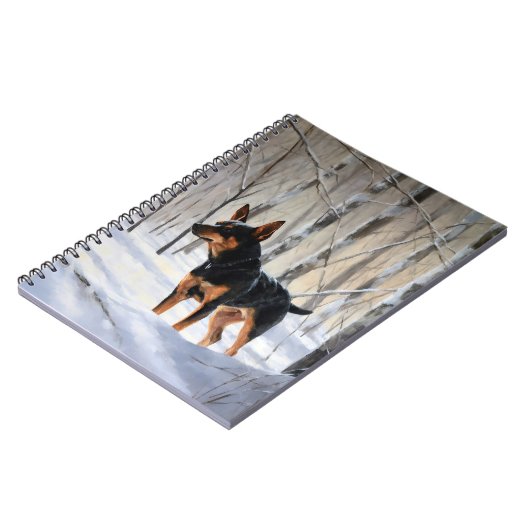 Carnet Mince Pinscher Laisser Neige Noël (Côté gauche)