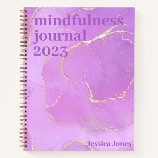 Carnet Mindfulness Aquarelle en or rose pâle marbré (Devant)