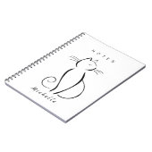 Carnet Mini chat noir sur blanc nom d'ajout (Côté gauche)