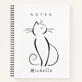 Carnet Mini chat noir sur blanc nom d'ajout (Devant)