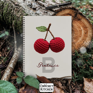 Carnet Mini-Crochet rouge cerise Nom du monogramme
