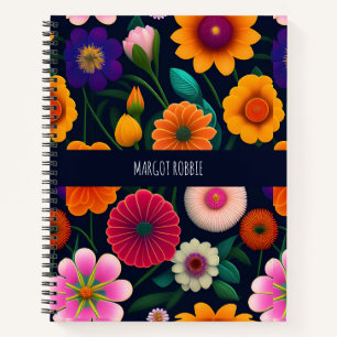 Carnet Mini Fleurs exotiques Motif arc-en-ciel