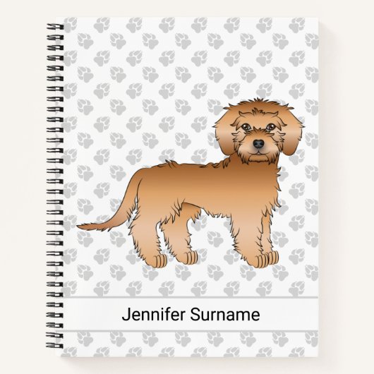 Carnet Mini Goldendoodle abricot Chien de dessin animé & (Devant)