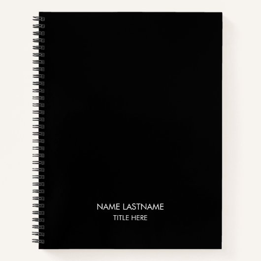 Carnet Mini noir nom personnalisé texte monogramme élégan (Devant)