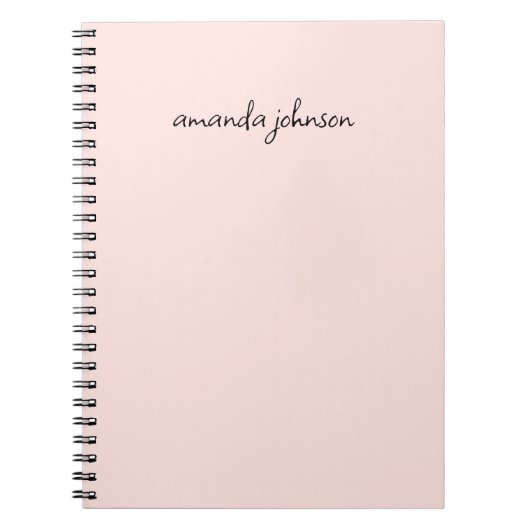 Carnet Miniature Simple Rose Clair Simple Nom complet Mon (Devant)