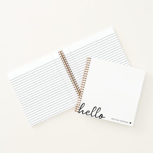 Carnet Minimal Bonjour | Cœur Moderne Propre Simple Blanc (Intérieur)
