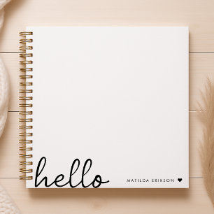 Carnet Minimal Bonjour   Cœur Moderne Propre Simple Blanc