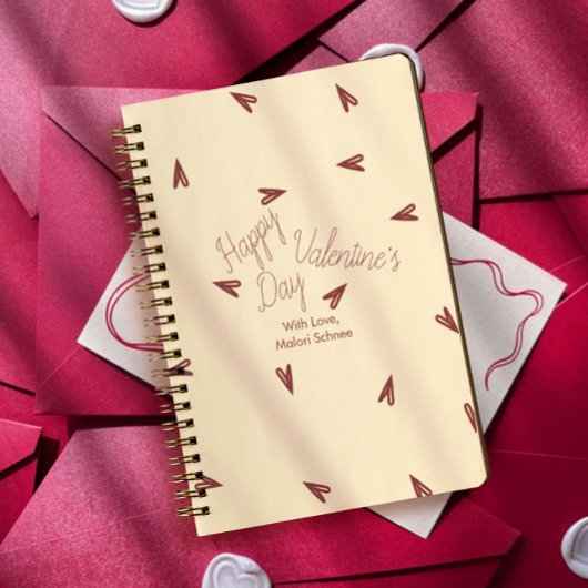 Carnet Minimal Burgundy & Cream Hearts Valentine