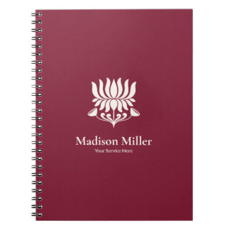 Carnet Minimal Burgundy Lotus Floral Yoga Wellness
