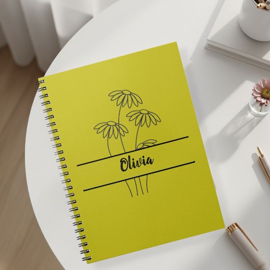 Carnet Minimal daisies notebook for girls
