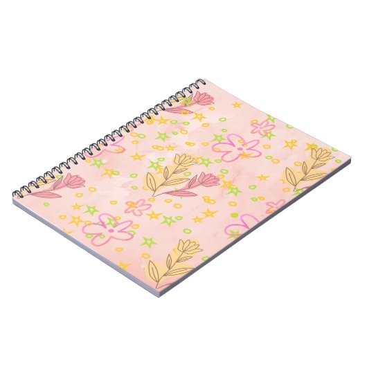 Carnet Minimal Floral Doodle Pattern –Pastel Pink pattern (Côté gauche)