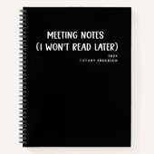 Carnet Minimal Funny Coworker Meetings Office Name Year (Devant)