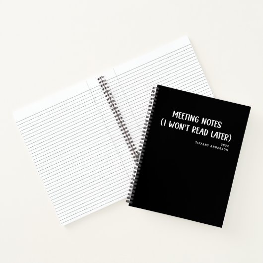 Carnet Minimal Funny Coworker Meetings Office Name Year (Intérieur)