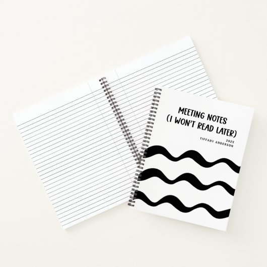 Carnet Minimal Funny Coworker Meetings Office Name Year (Intérieur)