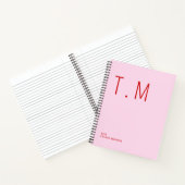 Carnet Minimal Monogram Pink and Red Custom Name Year (Intérieur)