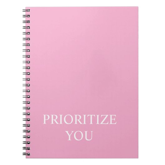 Carnet Minimal Prioriser Vous Citation Rose Poussiéreuse (Devant)