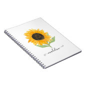 Carnet Minimal Rustic Sunflower Personalized Name Script (Côté Droit)