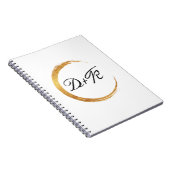 Carnet Minimalisme Noir Blanc Or Initiales Monogramme Nom (Côté Droit)