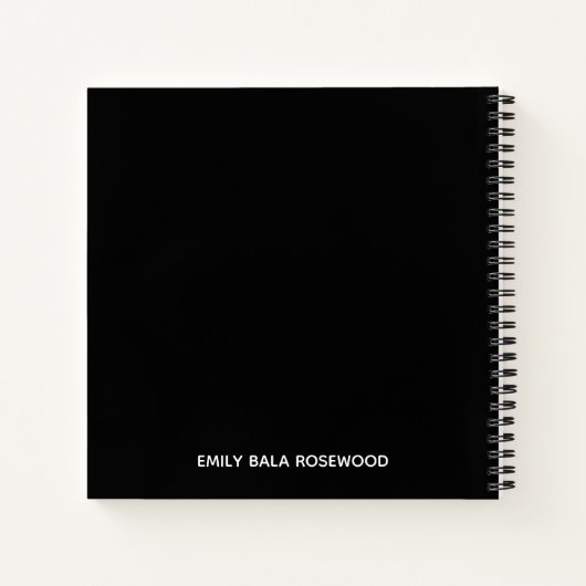 Carnet Minimalist Black Monogram Name Design (Dos)