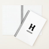 CARNET MINIMALIST BLACK ONE LETTER MONOGRAM NAME WHITE (À l'intérieur)