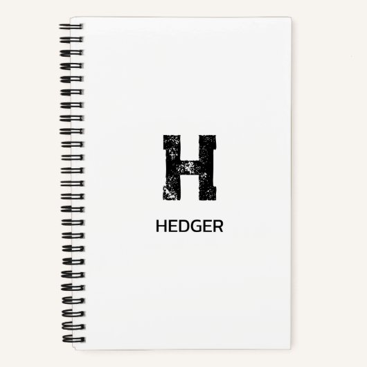 CARNET MINIMALIST BLACK ONE LETTER MONOGRAM NAME WHITE (Recto)