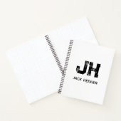 CARNET MINIMALIST BLACK TWO LETTER MONOGRAM NAME WHITE (Intérieur)