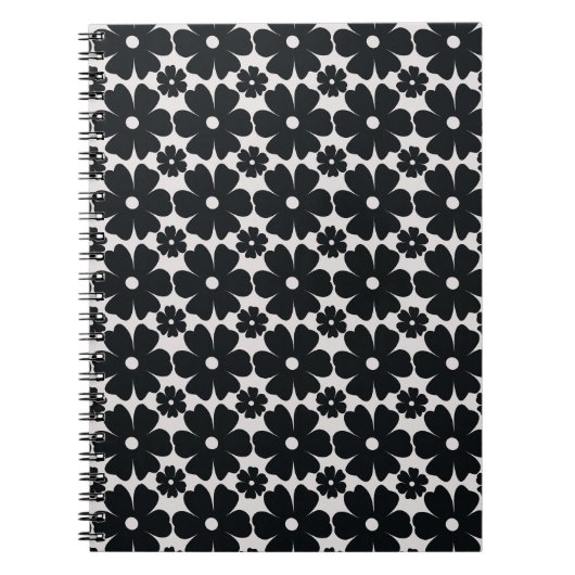 Carnet Minimalist black & white daisy pattern (Devant)