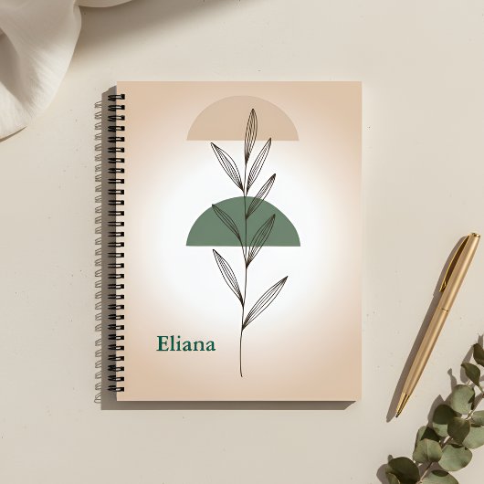 Carnet Minimalist Boho Botanical Leaves Personalized 